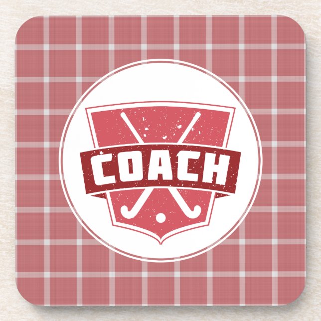 Field Hockey Coach Shield Drinks Coaster (Front)