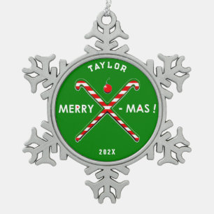 Field Hockey Collectable Snowflake Pewter Christmas Ornament