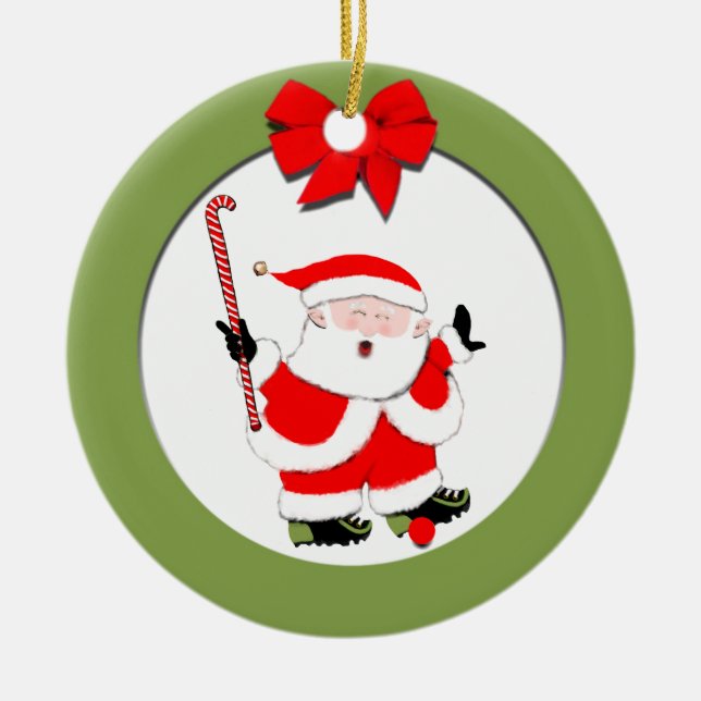Field Hockey Collectible Ceramic Tree Decoration (Front)
