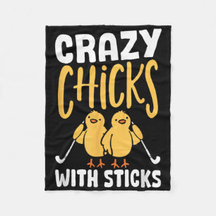 Field Hockey Crazy Chicks With Sticks Girls Field Fleece Blanket