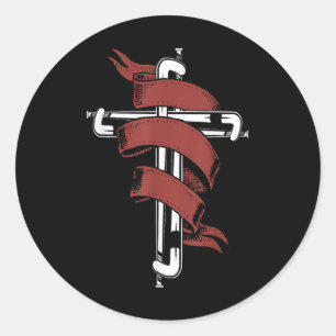 Field Hockey Cross Jesus Faith Christian Classic Round Sticker