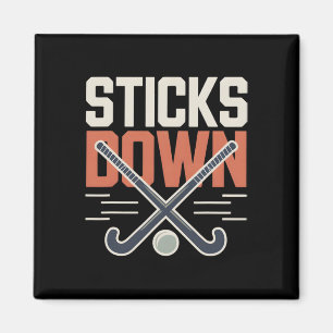 Field Hockey Defense Sticks Down Magnet