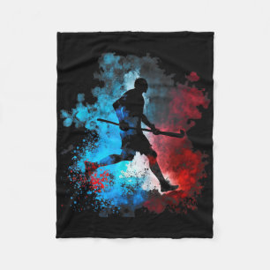 Field Hockey Field Hockey Player Flames Retro Fiel Fleece Blanket