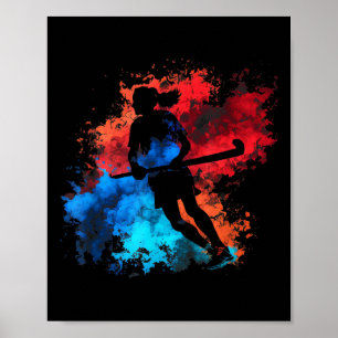 Field Hockey Field Hockey Player Flames Retro Fiel Poster