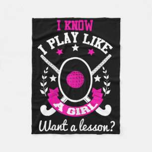 Field Hockey Girl Shirt Funny Female Field Hockey Fleece Blanket