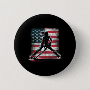 Field Hockey Girl Usa United States Of America Fla 6 Cm Round Badge