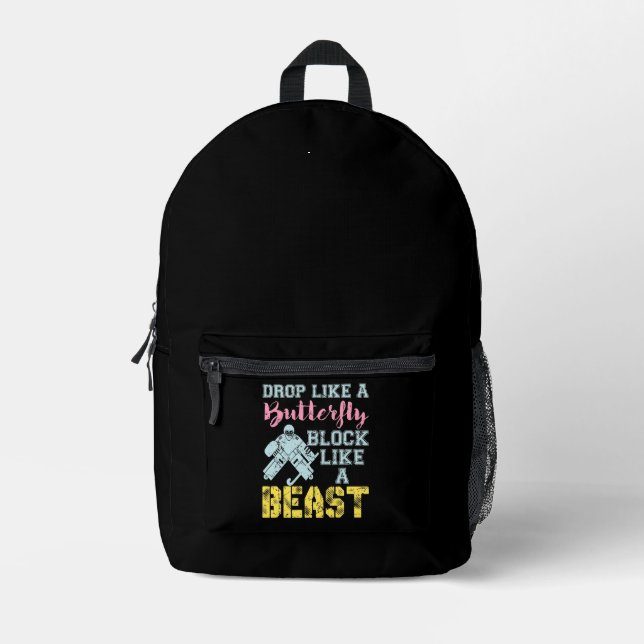 Field Hockey Goalie Block Like a Beast Printed Backpack (Front)