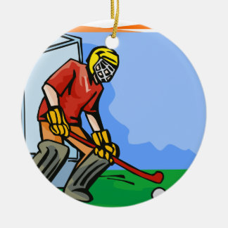 Field Hockey goalie boy Ceramic Tree Decoration
