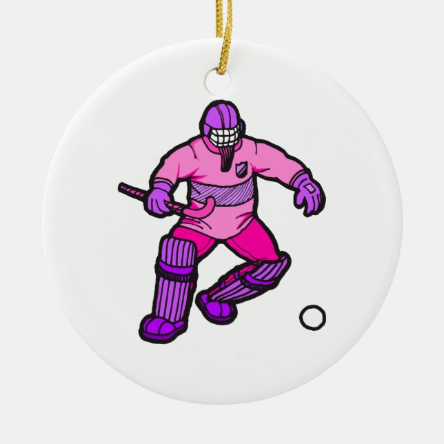 Field Hockey goalie Ceramic Tree Decoration (Front)