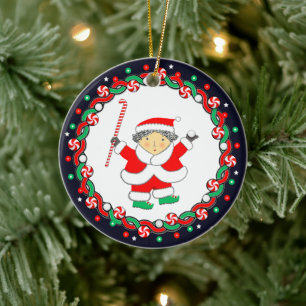 Field Hockey Holiday Gift Ceramic Ornament