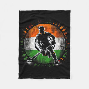 Field Hockey India Men Indian Flag Fieldhockey Tea Fleece Blanket