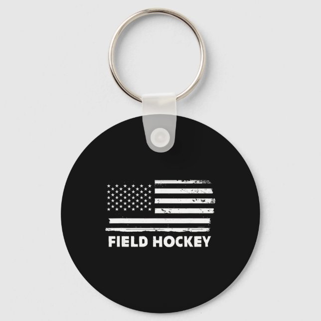 Field Hockey Life Usa Flag Patriotic Sports Design Key Ring (Front)