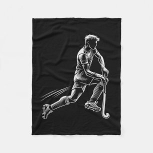 Field Hockey Men Line Art Fieldhockey Team Fleece Blanket