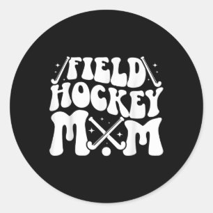 Field Hockey Mom Groovy Mom Of A Field Hockey Play Classic Round Sticker