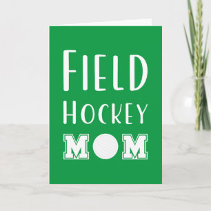 Field Hockey Mum Green And White Typography Text Card