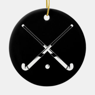 Field Hockey Ornament w/Name Black