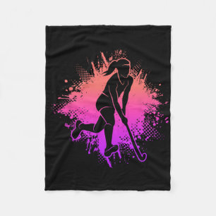 Field Hockey Player Hockey Girls Ladies Hockey Pla Fleece Blanket