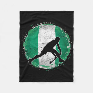 Field Hockey Player Nigeria Nigerian Flag Nigeria  Fleece Blanket