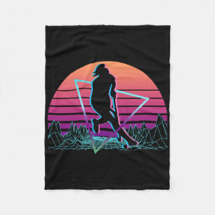 Field Hockey Player Retro _1 Fleece Blanket