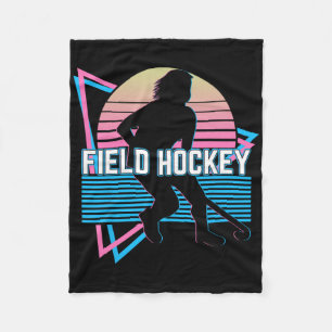 Field Hockey Player Retro  Fleece Blanket