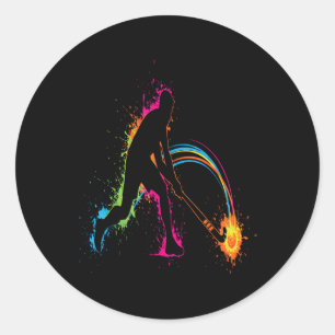 Field Hockey Player Stick Ll Sport Dynamic Classic Round Sticker
