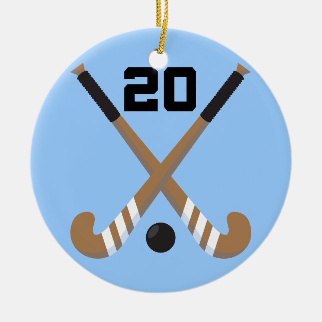 Field Hockey Player Uniform Number 20 Gift Ceramic Tree Decoration (Front)