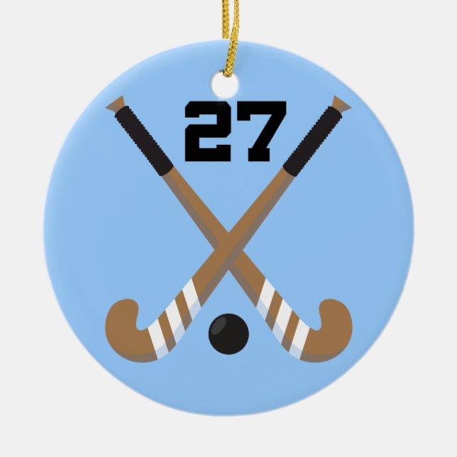 Field Hockey Player Uniform Number 27 Gift Ceramic Tree Decoration (Front)