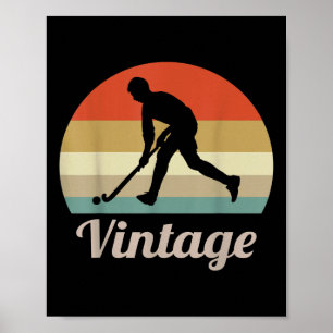 Field Hockey Player Vintage Retro Style Fun Sports Poster
