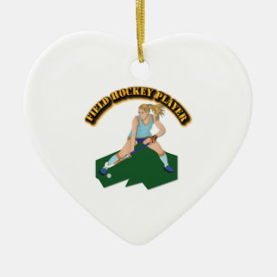 Field Hockey Player with Text Ceramic Tree Decoration