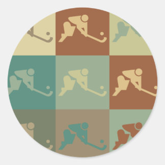 Field Hockey Pop Art Classic Round Sticker