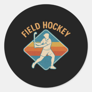Field Hockey Retro Sport Vintage Style Classic Round Sticker