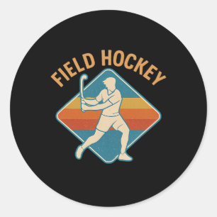 Field Hockey Retro Sport Vintage Style  Classic Round Sticker