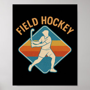 Field Hockey Retro Sport Vintage Style Poster