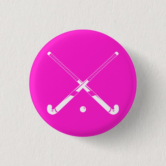 Field Hockey Silhouette Button Pink (Front)