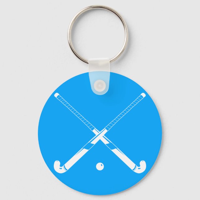 Field Hockey Silhouette Keychain Blue (Front)