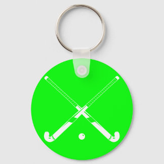 Field Hockey Silhouette Keychain Green