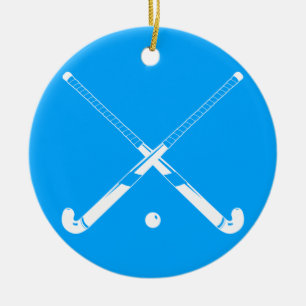 Field Hockey Silhouette Ornament Blue