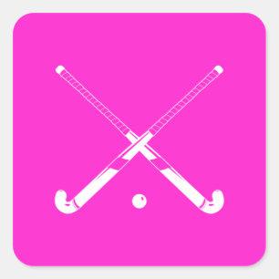 Field Hockey Silhouette Sticker Pink