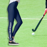 Field Hockey Sport Team Name Monogram School Colou Leggings<br><div class="desc">Your field hockey team will love these cool leggings with your team name running along both legs. You can also add a monogram at the bottom - just above the ankle (or delete). Change the background colour to match your school colours, just click on "customise it" and then the small...</div>