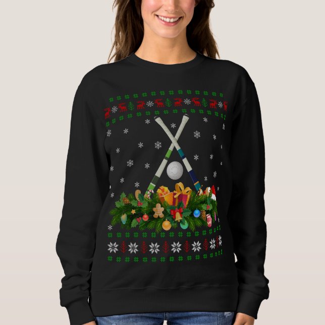 Field Hockey Sports Lover Xmas Ugly Field Hockey C Sweatshirt (Front)