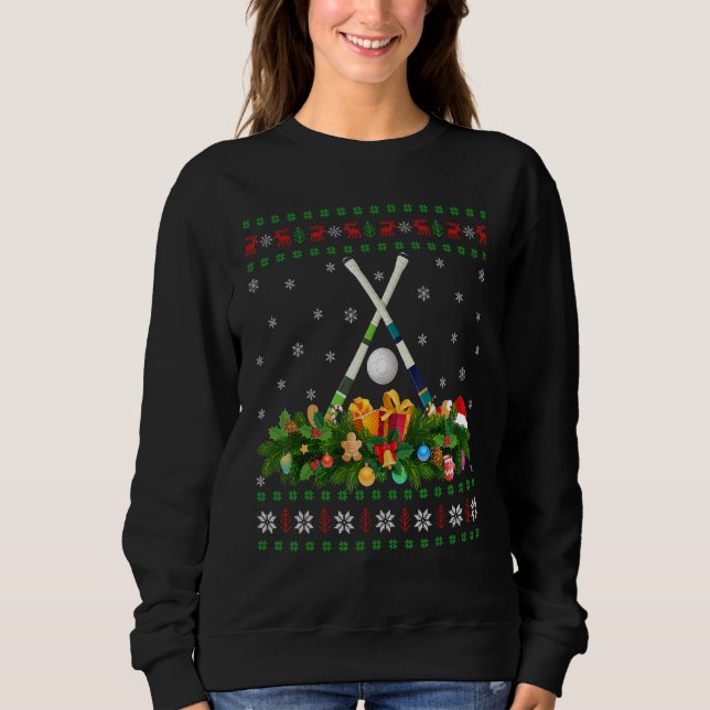 Field Hockey Sports Xmas Ugly Field Hockey Christm Sweatshirt (Front)
