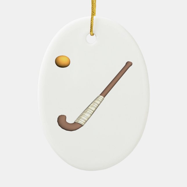 Field Hockey Stick & Ball Ceramic Tree Decoration (Front)