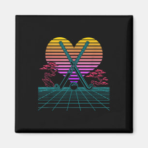 Field Hockey Sticks Retro 80s Vaporwave Player Par Magnet