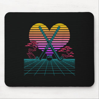 Field Hockey Sticks Retro 80s Vaporwave Player Par Mouse Pad