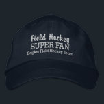 Field Hockey Super Fan Custom Sports Team Embroidered Hat<br><div class="desc">Support your favourite field hockey team or player with this SUPER FAN cap. Add your high school, youth, club or college team name to create a one-of-a-kind hat. (You can also change this to any other sport.) Easily change the text and hat colour to match your team's colours. Whether you're...</div>