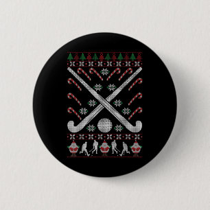 Field Hockey Ugly Christmas Funny Girls Holiday Xm 6 Cm Round Badge