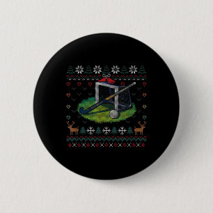 Field Hockey Ugly Christmas Sweater Ll Sports Play 6 Cm Round Badge