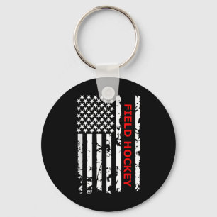 Field Hockey Usa Flag For Americans Women Kids Men Key Ring