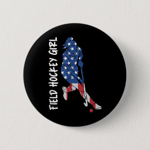 Field Hockey Usa Flag For Women Kids Men  6 Cm Round Badge