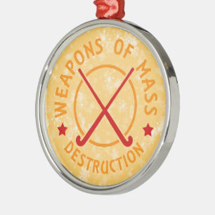 Field Hockey Weapons of Destruction Metal Tree Decoration